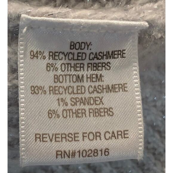 Garnet Hill Sweater Women's Recycled Cashmere Button Turtleneck Gray Size Small - Picture 5 of 7